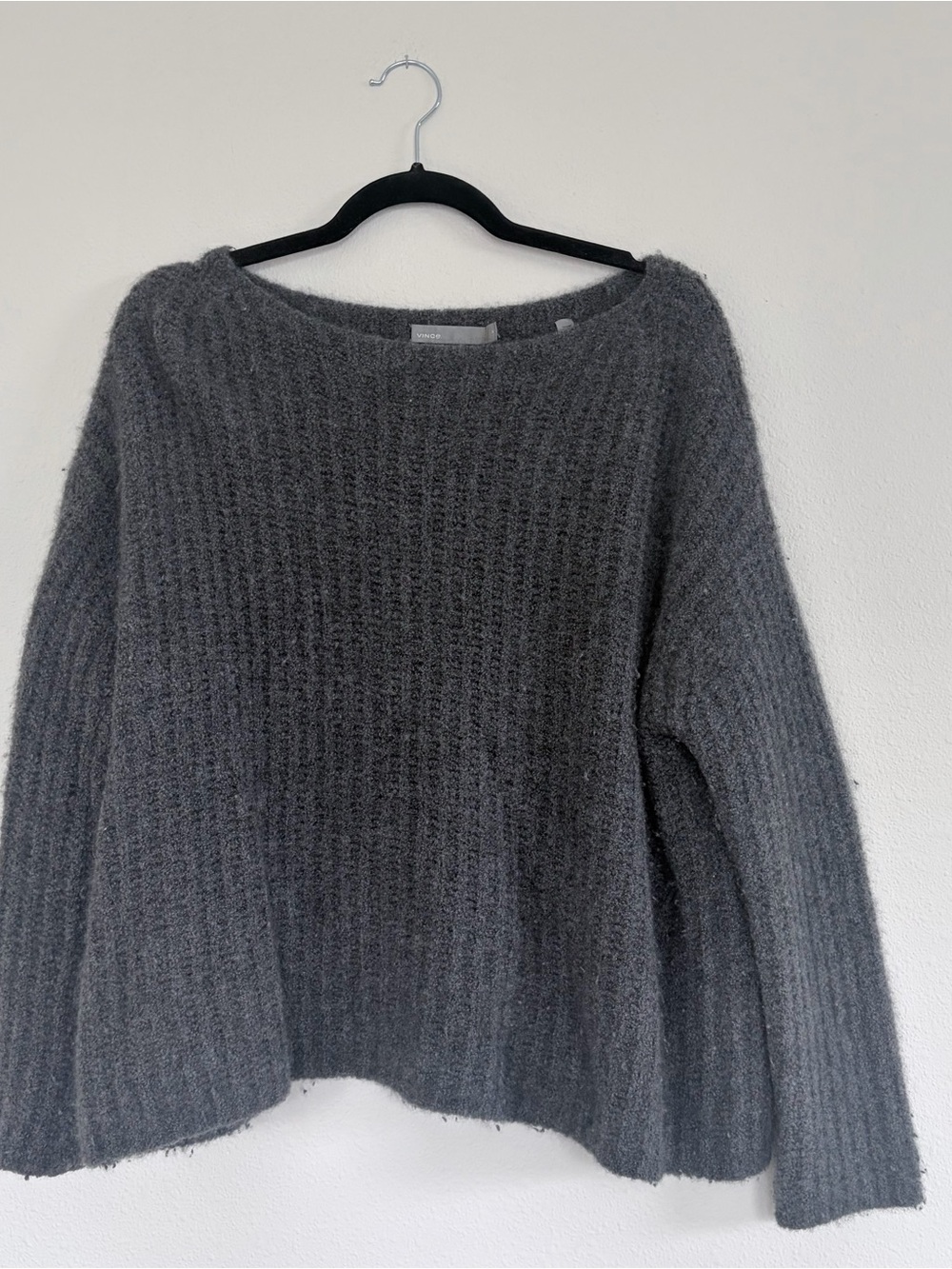 Vince Charcoal Ribbed Crew-Neck Sweater